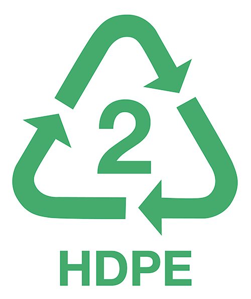 Recycling triangle for 2 HDPE plastics
