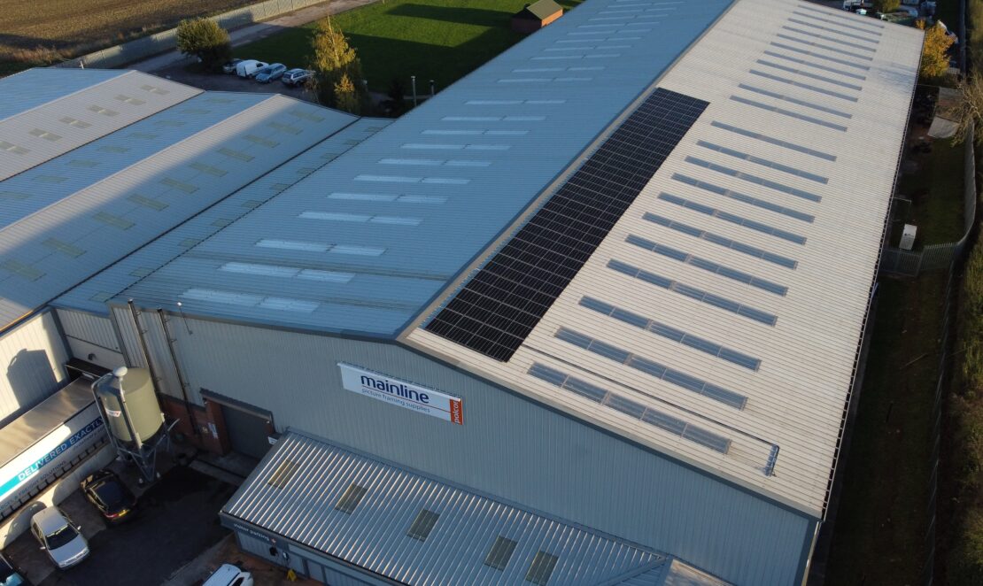Solar energy  panels on Husqui / Mainline warehouse roof