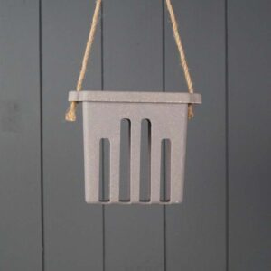 Grey colour suet cake bird feeder made from recycled materials
