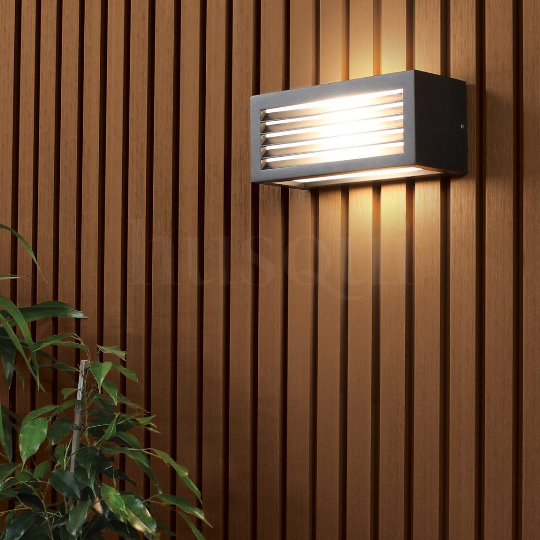 Ranch oak composite cladding in a slatted style. This is The Eden range from Husqui