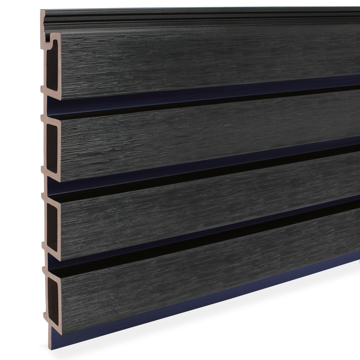 Husqui® Eden Blue / Black Composite Slatted Wall Cladding 219mmx26mmx2400mm